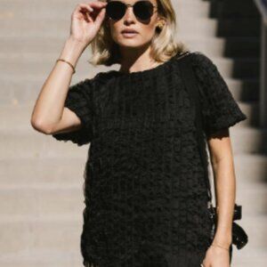 PATTON RUFFLE BLOUSE IN BLACK Size Small, New with tags